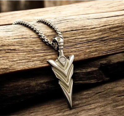 Pranjal Gems Dark Arrow Pendant Necklace, Rhodium Stainless Steel Stainless Steel Locket Set