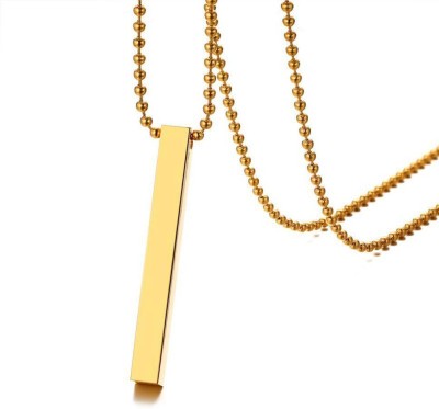 m a enterprises 3D Vertical Bar Stick Pendant/Locket for Men and Women Rectangle Pendant Gold-plated Stainless Steel Pendant