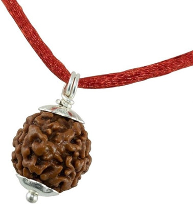 Fine Creation Rudraksha 3 Mukhi Nepali Rudraksha Certified 3 Faced Rudraksha for Men and Women Silver Wood Pendant