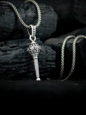 REVERSEA Jay Shree Ram Gada Lord Hanuman Chain Pendnet for Men and Boys Sterling Silver Alloy Locket Set