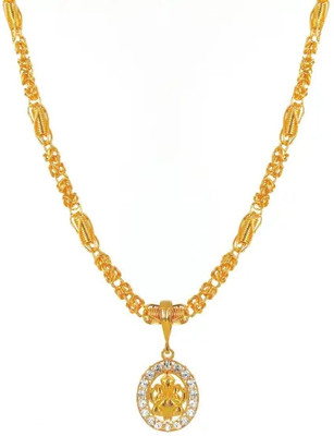 Pihoo Enterprise Ganesh Round Diamond & S SPRING (CHAIN) Gold-plated Diamond Alloy Pendant Set