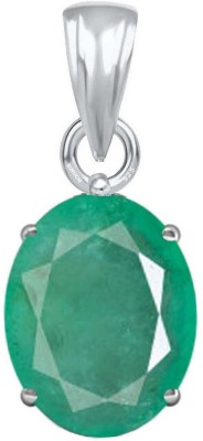 Suruchi Gems & Jewels Emerald/Panna 5.25 Ratti or 5 Ct Gemstone Men & Woman bis Hallmark 925 Sterling Silver Stone Pendant