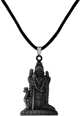 M Men Style South Indian Lord Murugan Kartikeya Tamil Om VEL Gada Cotton Dori Pendant Rhodium Zinc, Metal Pendant