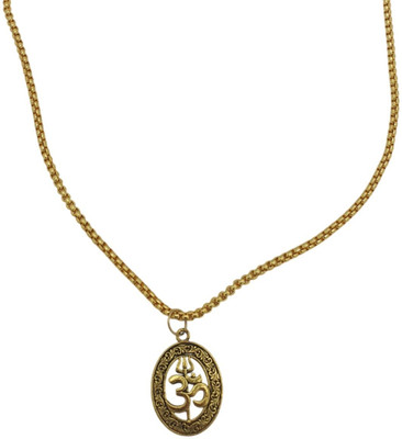 Kuttumb Gems & Jewels Trending stylish design Om Trishul damroo mahakal shiva mahadev locket Gold-plated Brass, Alloy Pendant