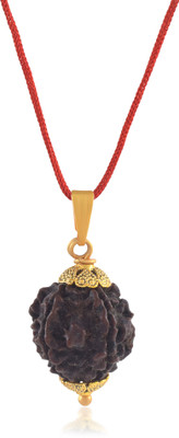 Admier 5 Mukhi Nepali Rudraksha Pendant fIVE Faced Rudraksha Natural & Certified Gold-plated Brass Pendant