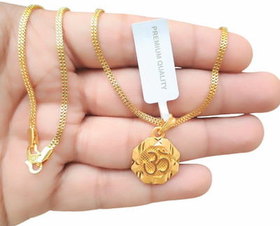 SAPNAPALACE GOLD LOCKET WITH CHAIN Gold-plated Brass Pendant Set