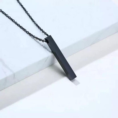 Whitechimes Stunning Trendy Black Ball Bar Pendant for Boys and Men | Stylish Pendant Rhodium, Sterling Silver Alloy, Brass, Metal, Stainless Steel Pendant