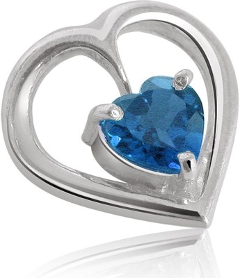 Surat Diamond Heart Shaped Blue Topaz & Sterling Silver Pendant for Women Sterling Silver Topaz Silver Pendant