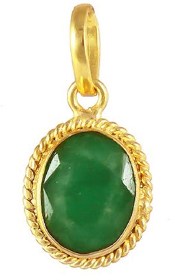 barmunda gems 6.25 Ratti Created Panna Gold Plated Pendant Locket For Men & Women Emerald Brass