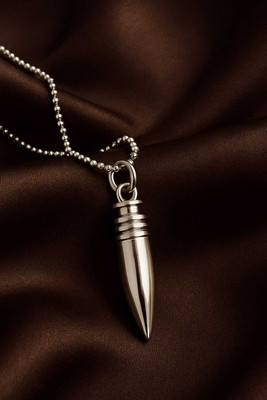 SaktiX Stylish Silver Bullet Pendant with Red Enamel Accent for Men & Women Alloy Locket Set