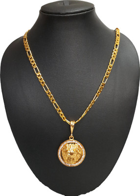 Pihoo Enterprise Lion Round Diamond & Sachin CHAIN Gold-plated Diamond Alloy Pendant
