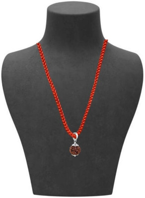 Kuttumb Gems & Jewels 7 Mukhi /7 Face Rudraksha Pendant with Lab Certificate for Men and Women Silver Brass Pendant Set