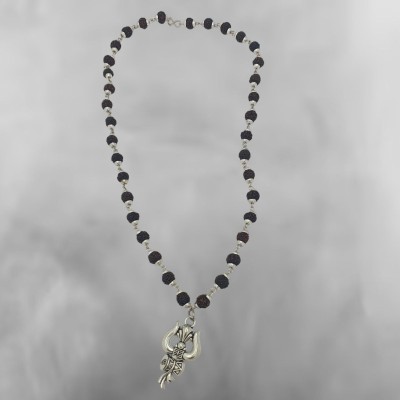 Khushal ENTERPRISE 5 mukhi rudraksha mala with silver cap Silver Beads Brass, Wood Locket