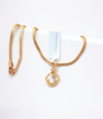 SAPNAPALACE CLASSIC GOLD PENDANT WITH CHAIN Gold-plated Brass Pendant Set