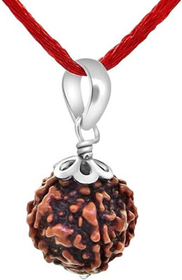JangraBro Original 5 Mukhi Rudraksha Five Face Rudraksha Metal Cap Bead Silver Beads Wood Pendant