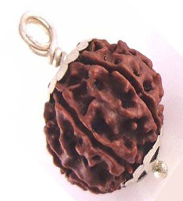 DIVINE SOUVENIRS 7 Mukhi 7 Face Nepali Rudraksha Bead Sterling Sliver Pendant Beads Wood