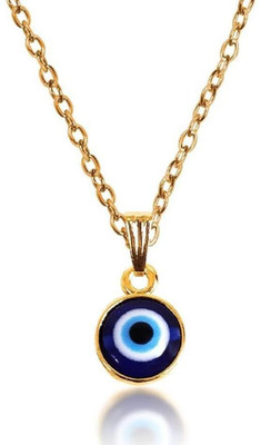 house of common Round Blue Evil Eye Stone/Moti Nazar Suraksha Kavach Pendant Locket Necklace Gold-plated Stainless Steel Pendant Set