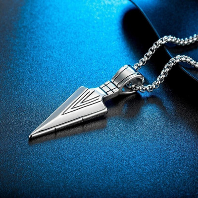 Animated Silver Arrow Pendant & Eye RIng for Men and Boys Stylish Biker/Party Wear Silver Stainless Steel Pendant Set