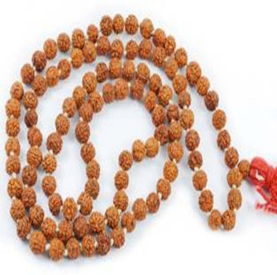 divyavedic 5 Mukhi/Face Rudraksha Mala 108+1 Beads Wood Pendant