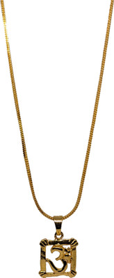 Shining Crystal Golden Polished Chain with OM Pendant Gold-plated Alloy Pendant Set