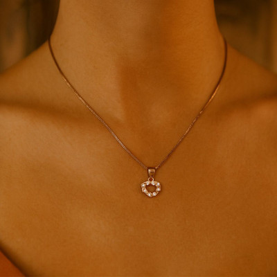 SILphony Rose Gold Twisted Vine Circle Pendant 925 Silver Pendant