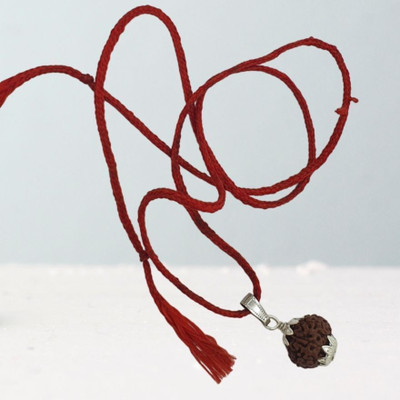 memstomuch 7 Mukhi Rudraksha Seven Face Rudraksha Nepali Rudraksha Code:1 Silver Wood Pendant Set