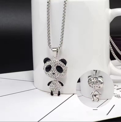 RelevationCart Sparkling Crystal Panda Pendant Necklace for Women & Girls Brass Alloy Locket