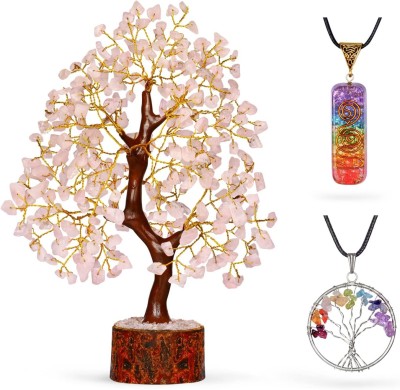 DVISHA Combo Rose Quartz Tree,7C Orgone Pendant and 7C Tree Pendant And Stones. Crystal Crystal Pendant