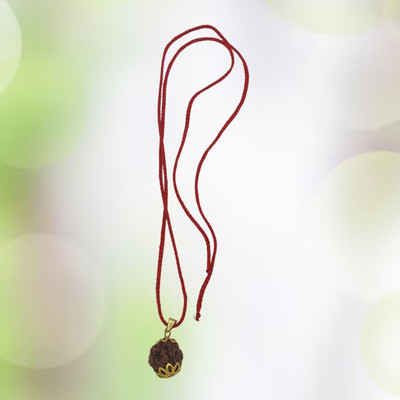 Kripalu store Original 4 Mukhi Nepali Rudraksha Natural Four Face Rudraksh Metal Capped Gold-plated Beads Brass, Wood Locket Set