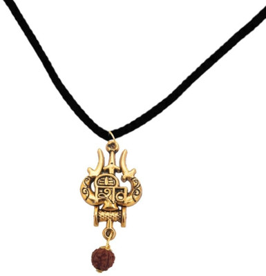 Kuttumb Gems & Jewels Most Demanded God Shiv Dotted Locket Pendant With Dhaga Gold-plated Brass Locket Set