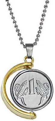 LMGZON One Rupees SILVER & GOLDEN Coin Pendant Chain(FREE 32 gb pendrive) Stainless Steel