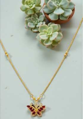 Zeeshan impex Anti tarnish pendant butterfly design Brass, Gold-plated Stainless Steel Pendant