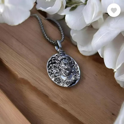 m a enterprises Men's Silver Chain with Hanuman Pendant Rhodium, Silver Alloy Silver Alloy Pendant Set