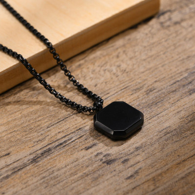 Animated F 698_RR cube pure blk Rhodium Stone Pendant Set