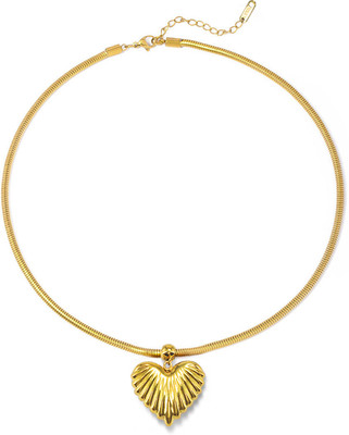 PRIVIU Gold-Plated Stainless Steel Heart Shaped Pendant With Chain Gold-plated Stainless Steel Pendant
