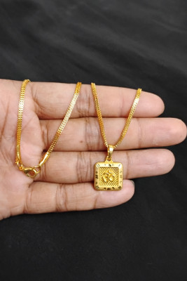 Sonutrade Om pendant locket with box chain 2 line daily wear Gold-plated Brass Pendant Set