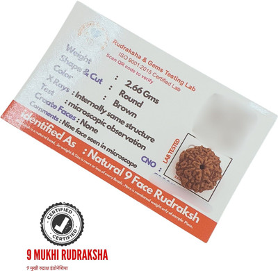 Baku Jewellery Genuine & Real 9 Mukhi/nine Faced indonesian Rudraksha Pendant For Unisex Beads Wood Pendant