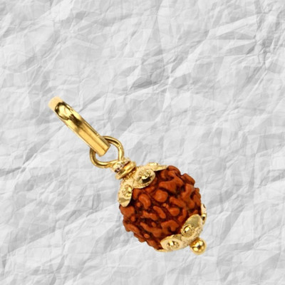 Kuttumb Gems & Jewels Premium Seven Mukhi Rudraksha / Original Indonesia 7 faced / 7 Mukhi Rudraksha Gold-plated Wood Pendant