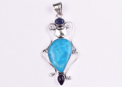 AAR Jewels Handcrafted Necklace Sterling Silver Turquoise Metal Pendant