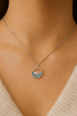 Sohvik Trendy Blue Whale Charm Necklace for Women & Girls | Fashion Accessory Silver Turquoise Stainless Steel Pendant
