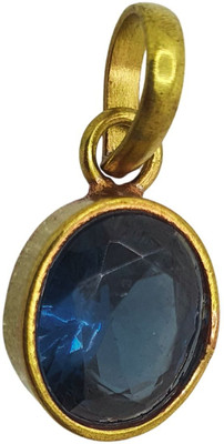Madhavi Jewellery Blue Sapphire / Neelam Stone Pendant Natural Pendant Gold-plated Brass Locket