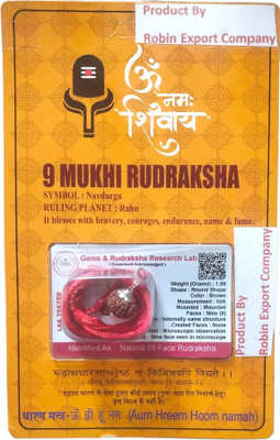 Robin Export Company 9 Mukhi Nepali Rudraksha Nine Faced Rudraksh With LabTested Sterling Silver Wood Locket
