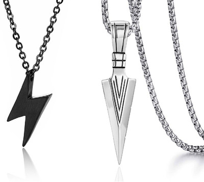 Riingzinee Bottel Pink Heart Necklace Pendant for Boy Black Silver Stainless Steel Pendant