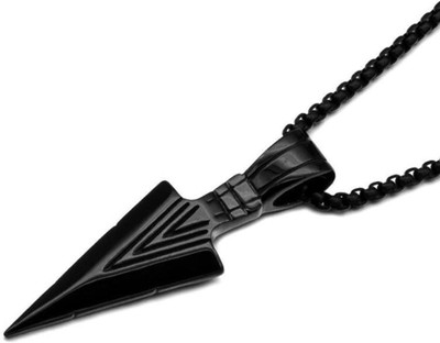 m a enterprises F 185_JSE-blk arrow_226 Black Silver Stone Pendant Set