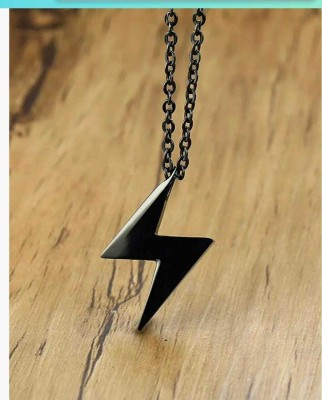 Teeragaj Geometry Pendant Simple Lightning Bolt Custom Name Necklace for Men Gold-plated, Platinum, Sterling Silver, Titanium Crystal, Cubic Zirconia, Zircon Stainless Steel Locket