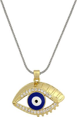 CRYSTU Evil Eye Metal Protection Pendant/Locket For Unisex With Chain Design 9 Crystal Crystal Necklace