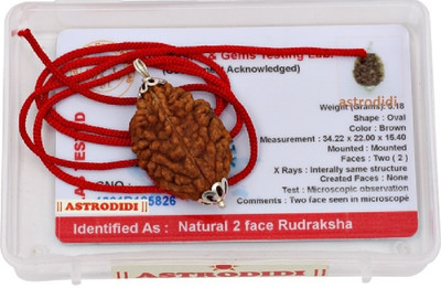 Astrodidi 2 Mukhi Rudraksha | Two Face Rudraksh Pendant With Lab Certificate Wood Pendant
