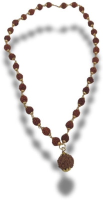 JangraBro God Lord Shiva Mahadev Mahakaal Locket Pendant With 5 Mukhi Rudraksha Mala Gold-plated Brass Pendant