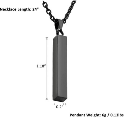 Teeragaj 3D Stainless Steel Bar Pendant Necklace Mens Women Cool Vertical Pendant Chain Silver, Gold-plated, Platinum, Titanium Cubic Zirconia, Crystal Alloy Pendant