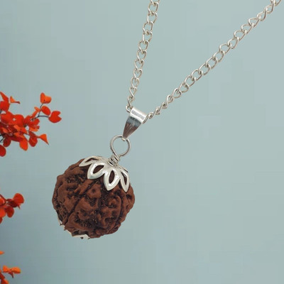 JangraBro Certified 5 Mukhi Rudraksha five Faced Rudraksha Original Rudraksha Locket Silver Beads Brass, Wood Locket Set
